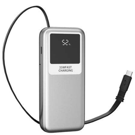 Powerbank Leotec LEPOW35W10S 10000mAh 35W com Cabos USB-C e Lightning Prateado e Cinzento - Imagem 4
