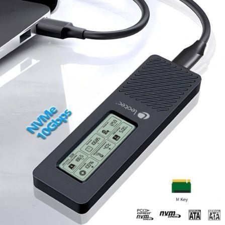 Capa Externa para Disco SSD M.2 NVMe Leotec LEM2EXT01/ USB 3.2/ com Ecrã LCD - Imagem 3