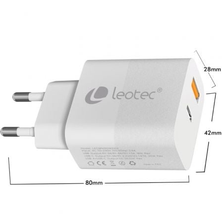 Carregador de Parede Leotec LECSPH20W2W2/ 1xUSB Tipo-C/ 1xUSB/ 20W - Imagem 5