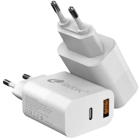 Carregador de Parede Leotec LECSPH20W2W2/ 1xUSB Tipo-C/ 1xUSB/ 20W