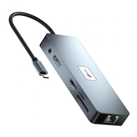 Docking USB Tipo-C Leotec LEDS03/ 3xUSB/ 1xUSB Tipo-C PD/ 1xHDMI 4K/ 1xDisplayPort/ 1xVGA/ 1xÁudio/ 1xRJ45/ 1xLeitor de Cartões SD e MicroSD/ Cinzento - Imagem 3