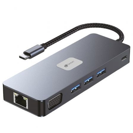 Docking USB Tipo-C Leotec LEDS03/ 3xUSB/ 1xUSB Tipo-C PD/ 1xHDMI 4K/ 1xDisplayPort/ 1xVGA/ 1xÁudio/ 1xRJ45/ 1xLeitor de Cartões SD e MicroSD/ Cinzento - Imagem 4