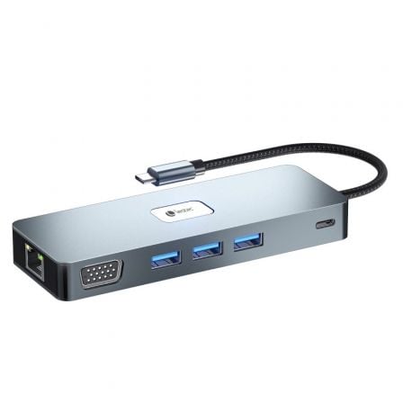 Docking USB Tipo-C Leotec LEDS03/ 3xUSB/ 1xUSB Tipo-C PD/ 1xHDMI 4K/ 1xDisplayPort/ 1xVGA/ 1xÁudio/ 1xRJ45/ 1xLeitor de Cartões SD e MicroSD/ Cinzento - Imagem 5