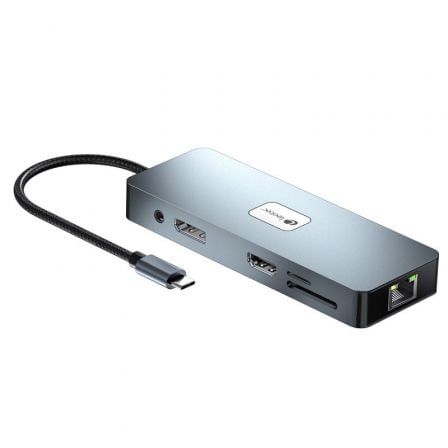 Docking USB Tipo-C Leotec LEDS03/ 3xUSB/ 1xUSB Tipo-C PD/ 1xHDMI 4K/ 1xDisplayPort/ 1xVGA/ 1xÁudio/ 1xRJ45/ 1xLeitor de Cartões SD e MicroSD/ Cinzento - Imagem 2