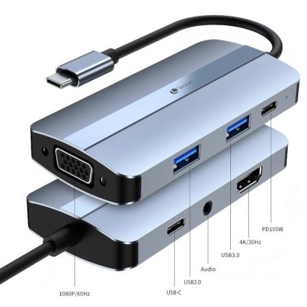 Docking USB Tipo-C Leotec LEDS04/ 2xUSB/ 1xUSB Tipo-C/ 1xUSB Tipo-C PD/ 1xHDMI 4K/ 1xVGA/ 1xAudio/ Azul - Imagem 3