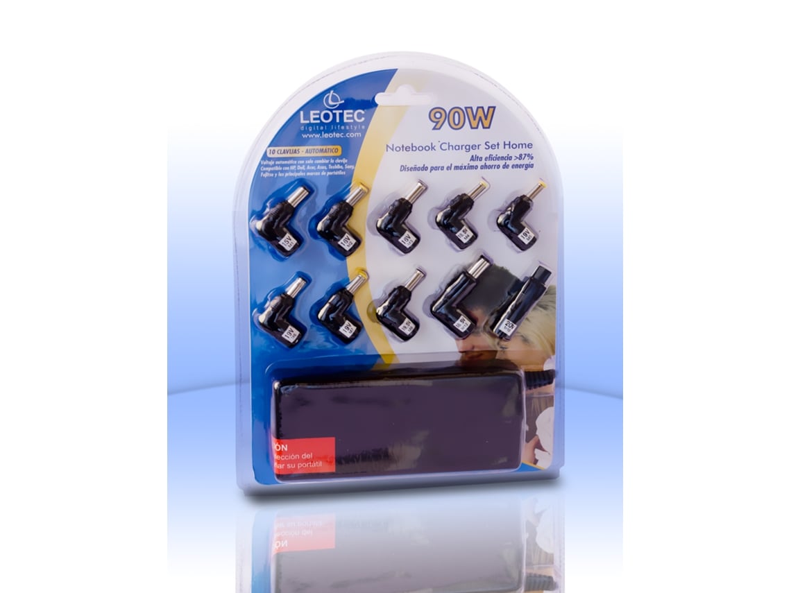 Carregador de Portátil Leotec Home/ 90W/ Automático/ 12 Conectores/ Voltagem 15-20V
