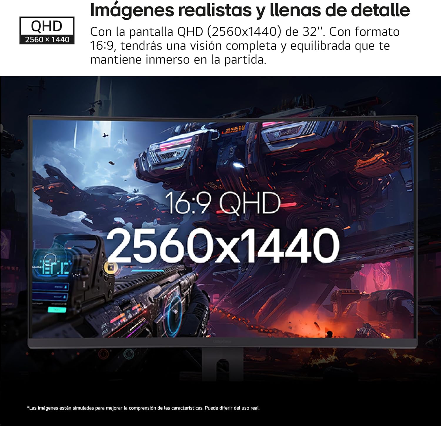Monitor Gaming Curvo LG UltraGear 32G600A-B 31.5"/ QHD/ 1ms/ 180Hz/ VA/ Regulável em altura/ Preto - Imagem 3