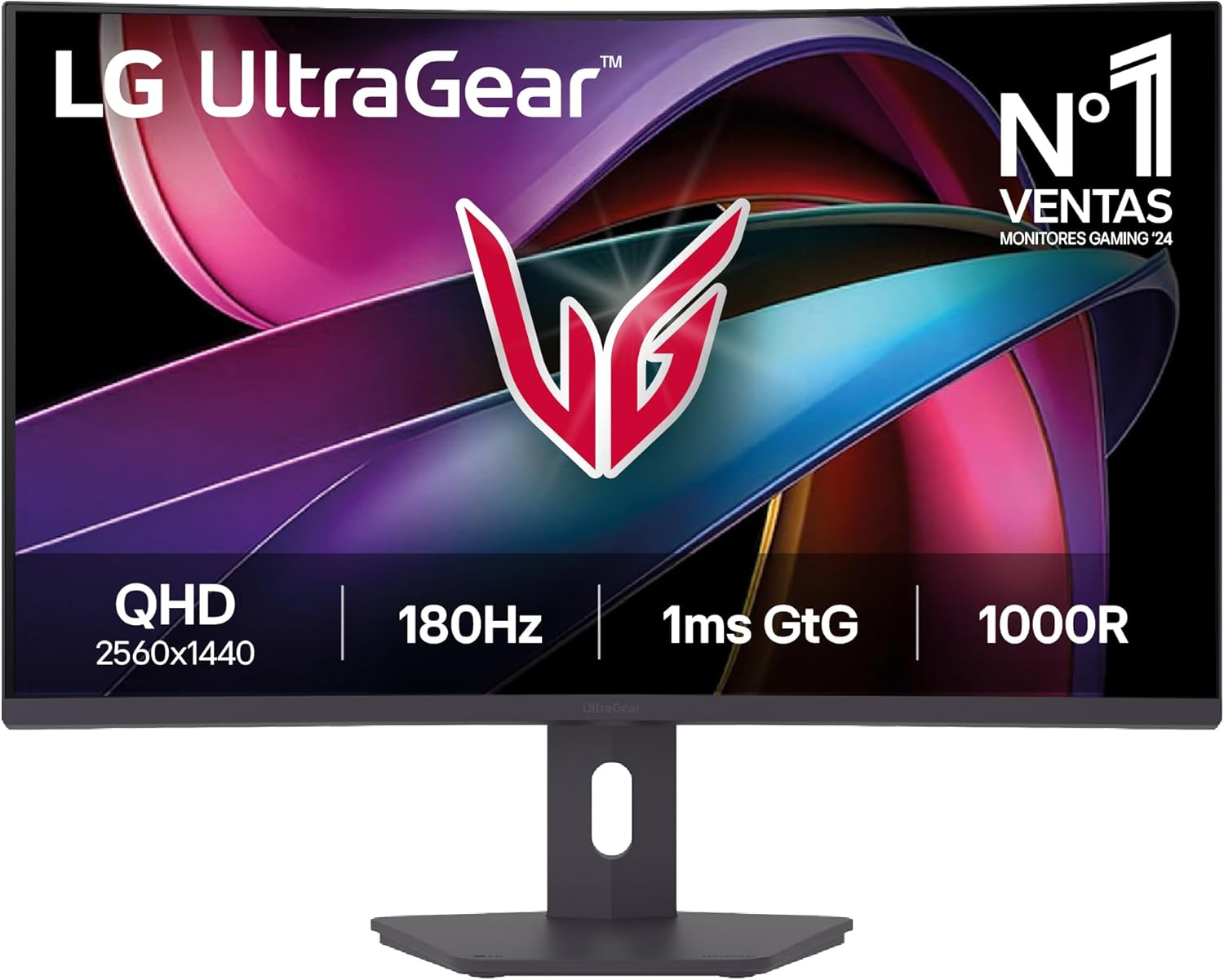 Monitor Gaming Curvo LG UltraGear 32G600A-B 31.5"/ QHD/ 1ms/ 180Hz/ VA/ Regulável em altura/ Preto