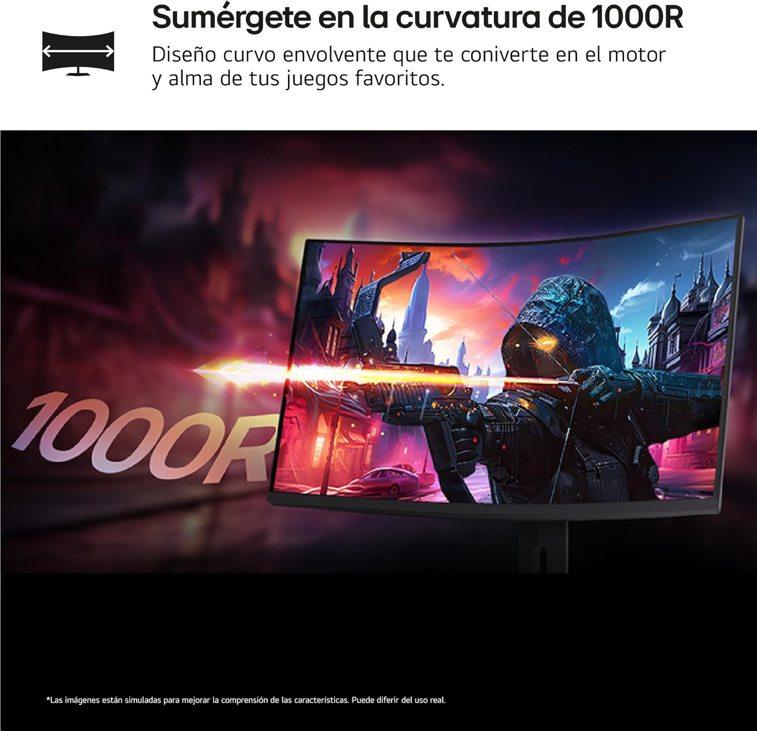 Monitor Gaming Curvo LG UltraGear 32G600A-B 31.5"/ QHD/ 1ms/ 180Hz/ VA/ Regulável em altura/ Preto - Imagem 4