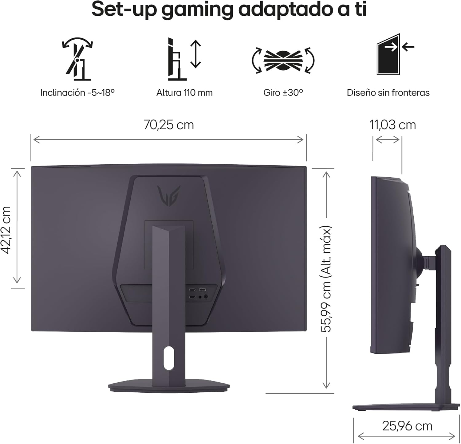 Monitor Gaming Curvo LG UltraGear 32G600A-B 31.5"/ QHD/ 1ms/ 180Hz/ VA/ Regulável em altura/ Preto - Imagem 15