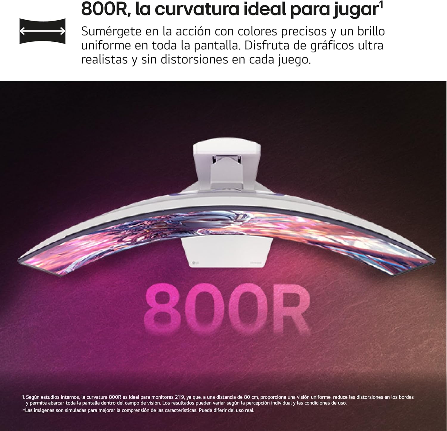 Smart Monitor Gaming Ultrapanorâmico Curvo LG UltraGear 34GX90SA-W 34"/ WQHD/ Multimédia/ 0.03ms/ 240Hz/ OLED/ Regulável em altura/ Smart TV/ Branco - Imagem 9