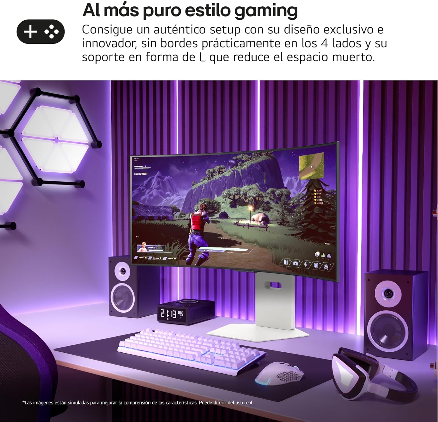 Smart Monitor Gaming Ultrapanorâmico Curvo LG UltraGear 34GX90SA-W 34"/ WQHD/ Multimédia/ 0.03ms/ 240Hz/ OLED/ Regulável em altura/ Smart TV/ Branco - Imagem 13