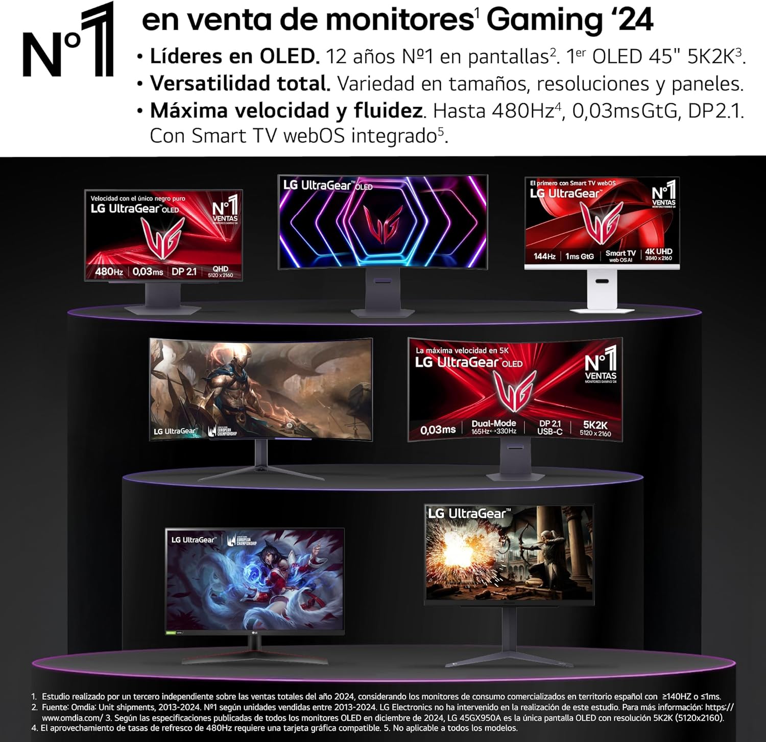 Smart Monitor Gaming Ultrapanorâmico Curvo LG UltraGear 34GX90SA-W 34"/ WQHD/ Multimédia/ 0.03ms/ 240Hz/ OLED/ Regulável em altura/ Smart TV/ Branco - Imagem 2