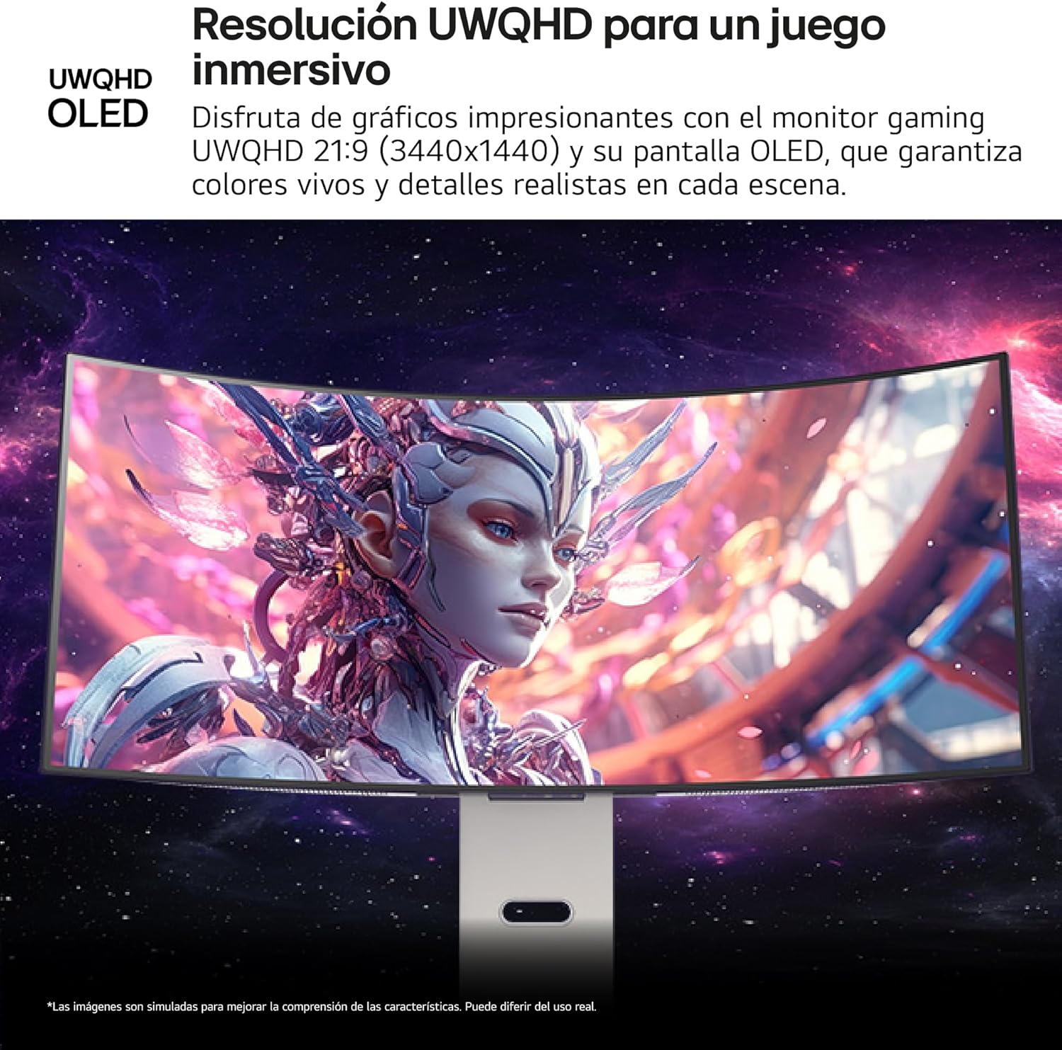 Smart Monitor Gaming Ultrapanorâmico Curvo LG UltraGear 34GX90SA-W 34"/ WQHD/ Multimédia/ 0.03ms/ 240Hz/ OLED/ Regulável em altura/ Smart TV/ Branco - Imagem 8
