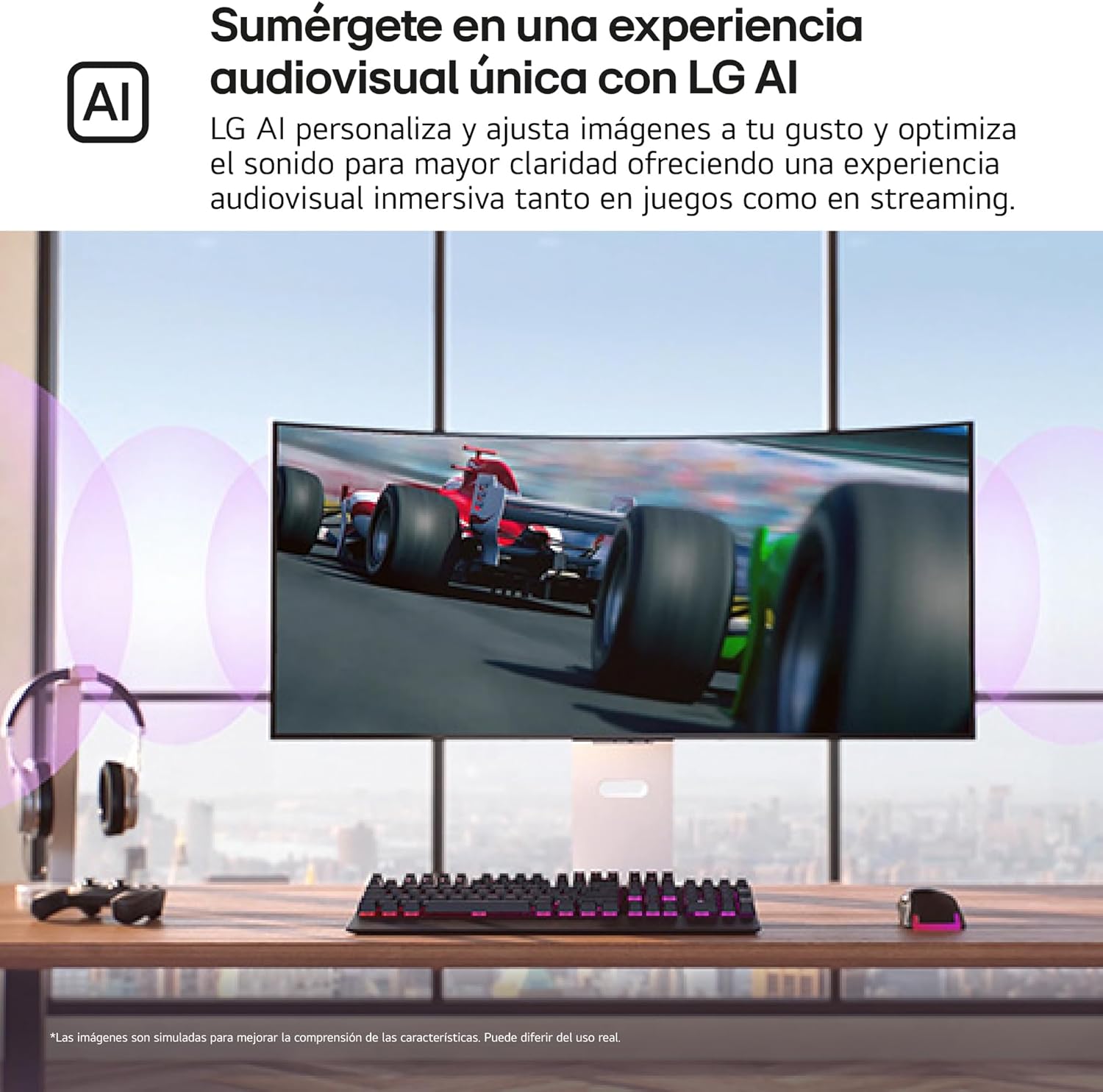 Smart Monitor Gaming Ultrapanorâmico Curvo LG UltraGear 34GX90SA-W 34"/ WQHD/ Multimédia/ 0.03ms/ 240Hz/ OLED/ Regulável em altura/ Smart TV/ Branco - Imagem 10