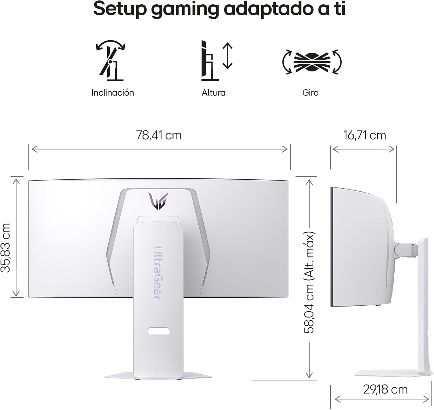 Smart Monitor Gaming Ultrapanorâmico Curvo LG UltraGear 34GX90SA-W 34"/ WQHD/ Multimédia/ 0.03ms/ 240Hz/ OLED/ Regulável em altura/ Smart TV/ Branco - Imagem 15