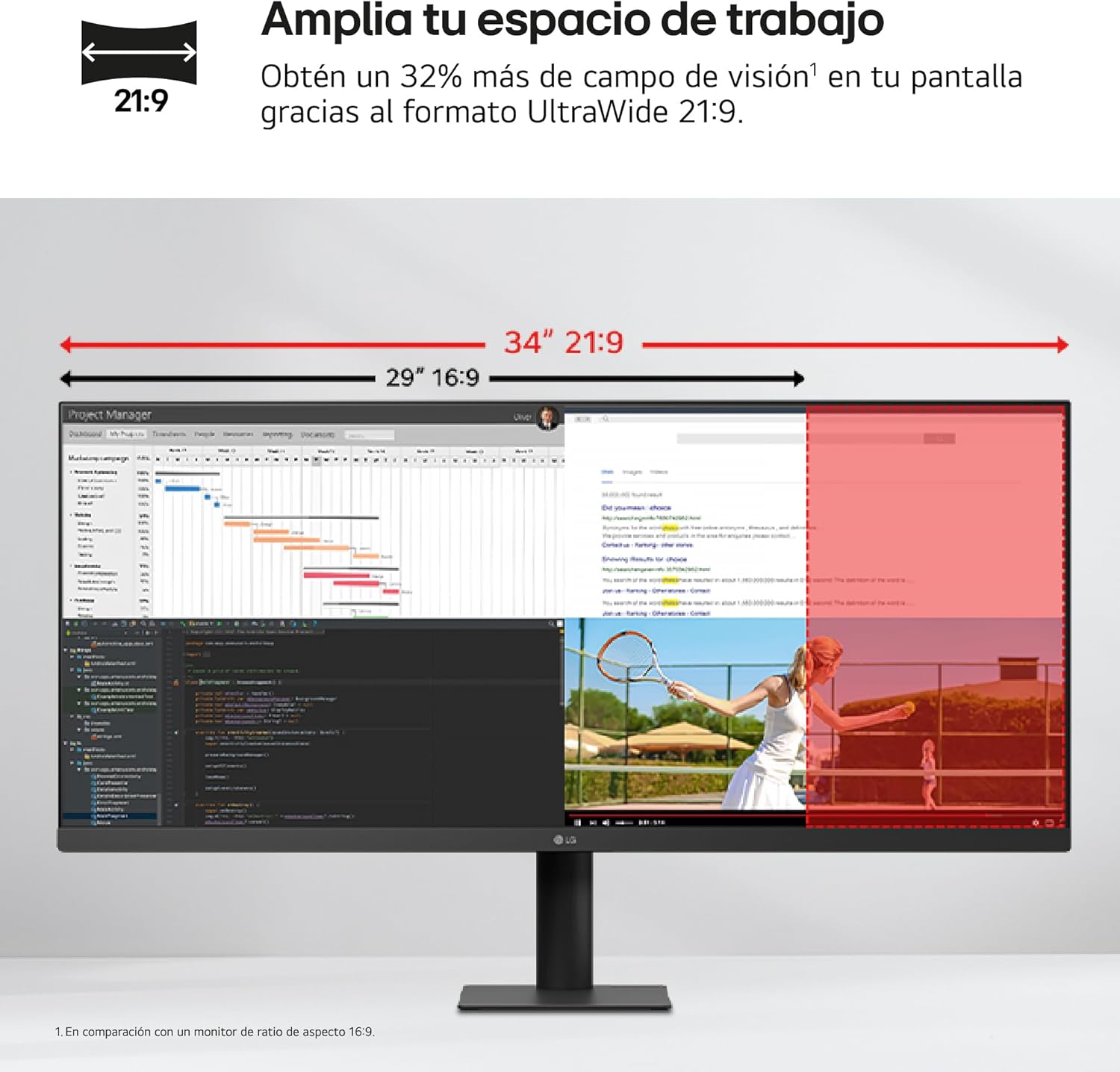 Monitor Profissional Ultrapanorâmico LG UltraWide 34U511A-B 34"/ UWFHD/ Preto - Imagem 3