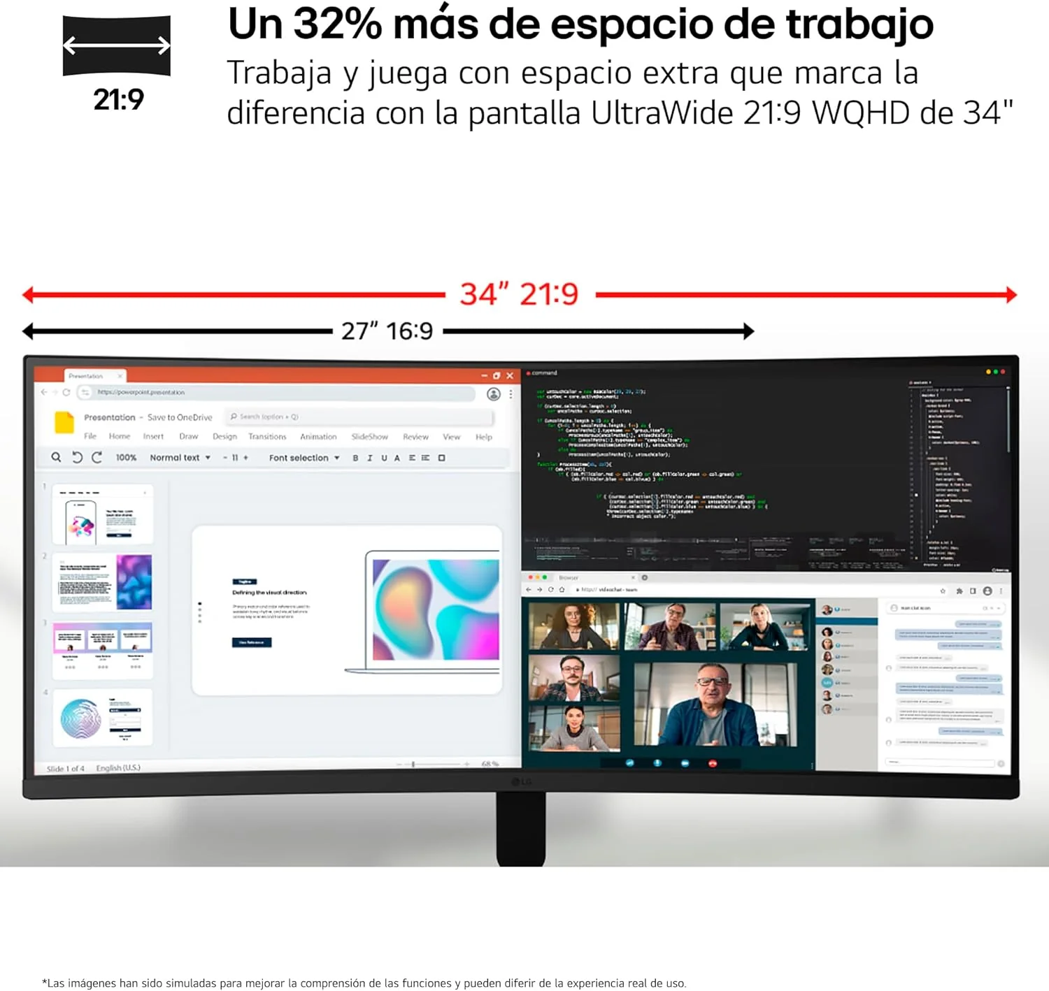 Monitor Curvo LG 34U601B-B 34" UltraWide WQHD 21:9 120Hz HDR10 Preto - Imagem 3