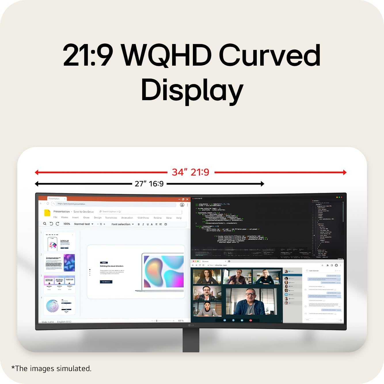 Monitor LG UltraWide 34U640B-B 34" WQHD Curvo 144Hz HDR10 USB-C 65W KVM Preto - Imagem 3