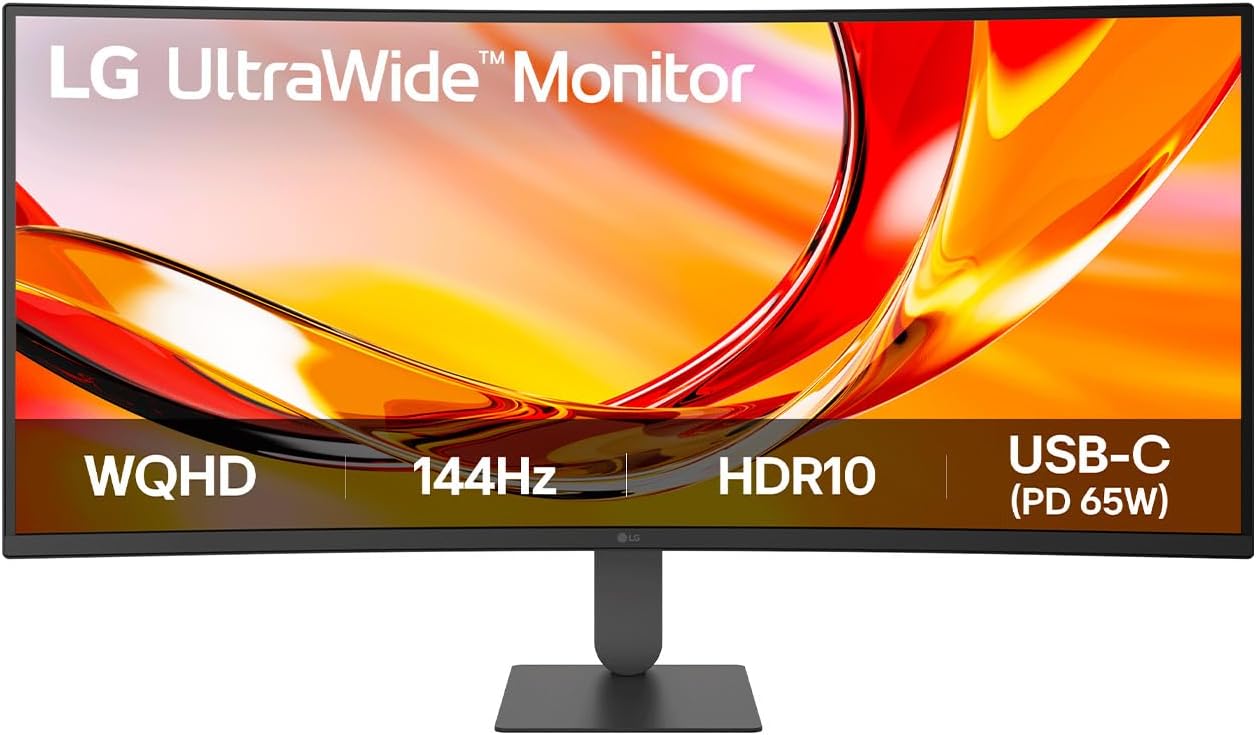 Monitor LG UltraWide 34U640B-B 34" WQHD Curvo 144Hz HDR10 USB-C 65W KVM Preto