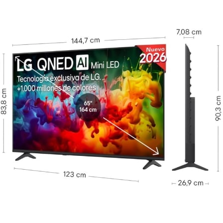 Smart TV LG 65" QNED72B6B QNED Mini LED Ultra HD 4K Processador α7 Gen9 AI webOS Preto - Imagem 3