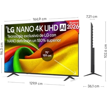 Smart TV LG 75NU8E0B3LA 75" NanoCell 4K UHD AI α7 Gen9 webOS HDR10 Wi-Fi Preto - Imagem 3