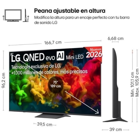 Smart TV LG 75" 75QNED8EB3A QNED evo Mini LED Ultra HD 4K Processador α7 Gen9 AI WiFi - Imagem 2