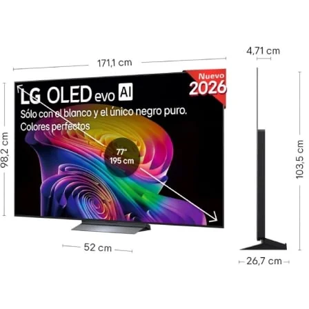 Smart TV LG OLED evo AI C6 77" 4K OLED77C66LB Processador α11 Gen3 Dolby Vision Atmos WiFi - Imagem 3