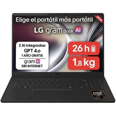 Portátil LG Gram 16" AMD Ryzen AI 7 445 32GB 512GB SSD Preto