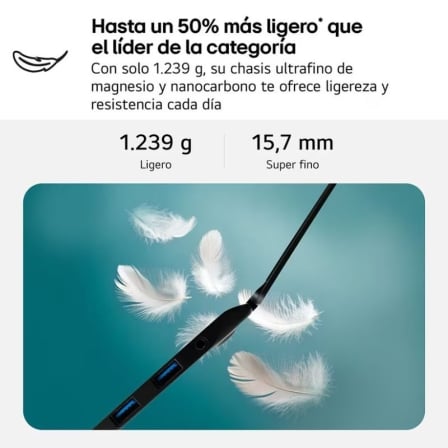 Portátil LG Gram 16Z90TL 16" Intel Core Ultra 7 32GB 512GB SSD WQXGA IPS Windows 11 Home - Imagem 3
