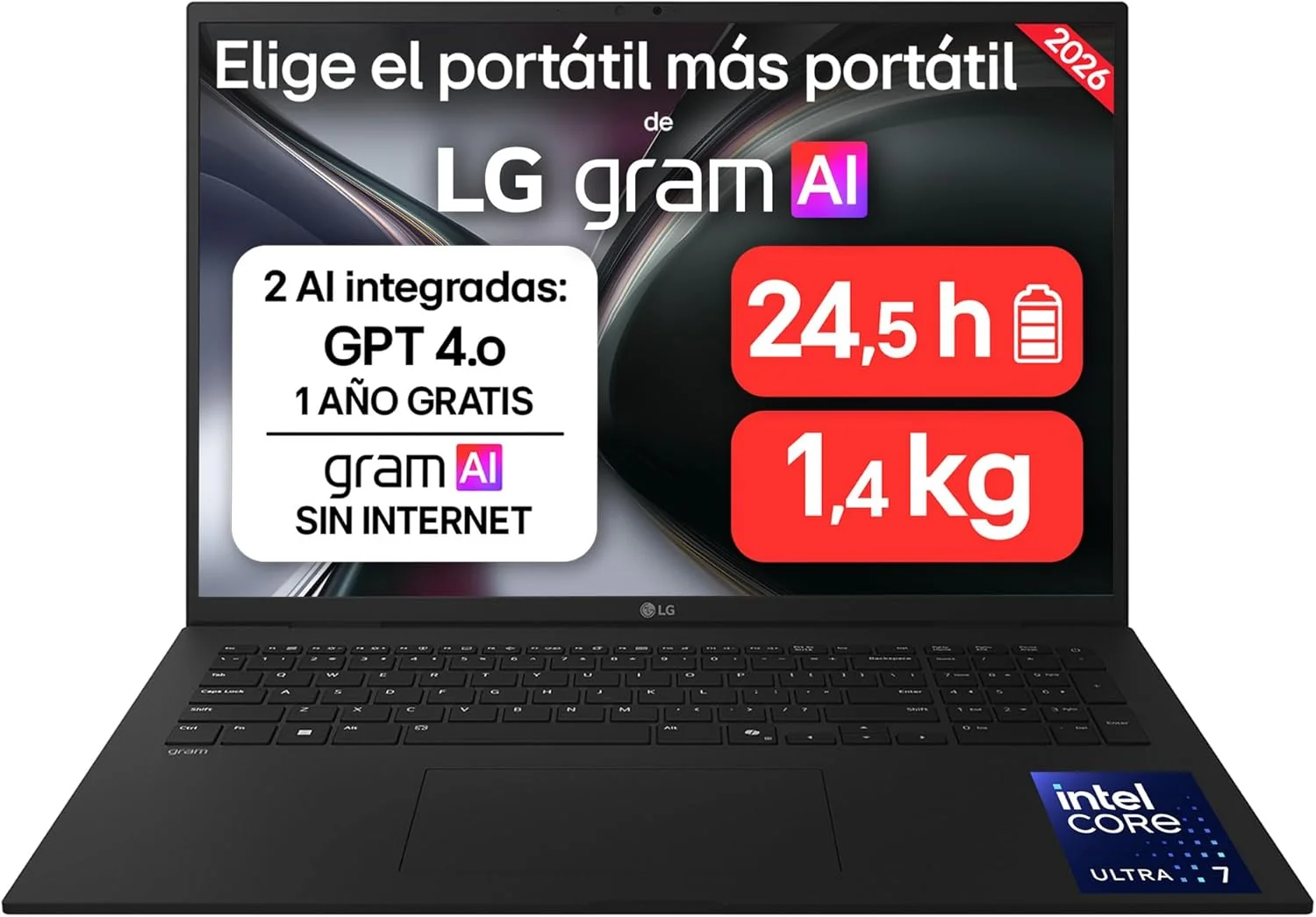 Portátil LG Gram 17ZD90TL 17" Intel Core Ultra 7 258V 32GB 512GB SSD Preto Carbono