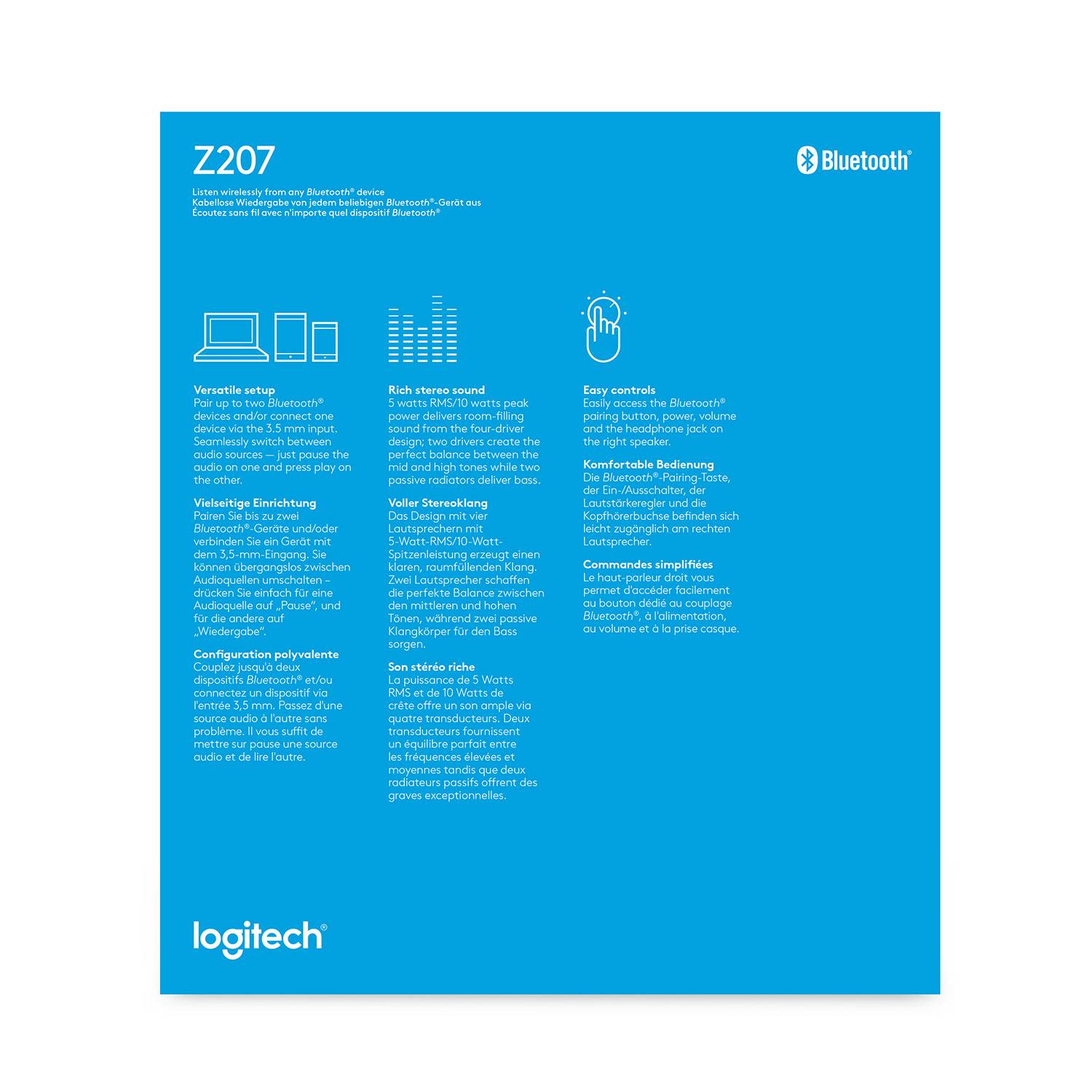 Altifalantes com Bluetooth Logitech Z207/ 10W/ 2.0 - Imagem 10