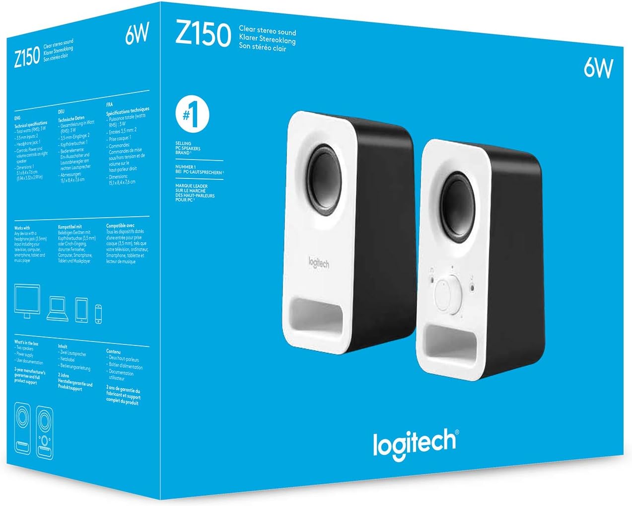 Altifalantes Logitech Z150/ 6W/ 2.0/ Branco - Imagem 4
