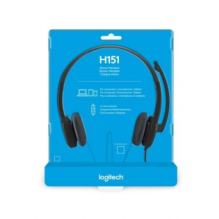 Auriculares Logitech H151/ com Microfone/ Jack 3.5/ Pretos - Imagem 4
