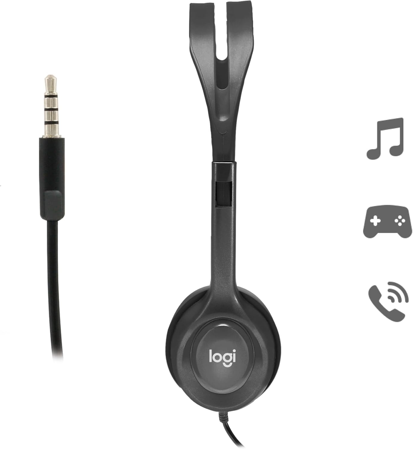 Auriculares Logitech H111/ com Microfone/ Jack 3.5/ Pretos - Imagem 2