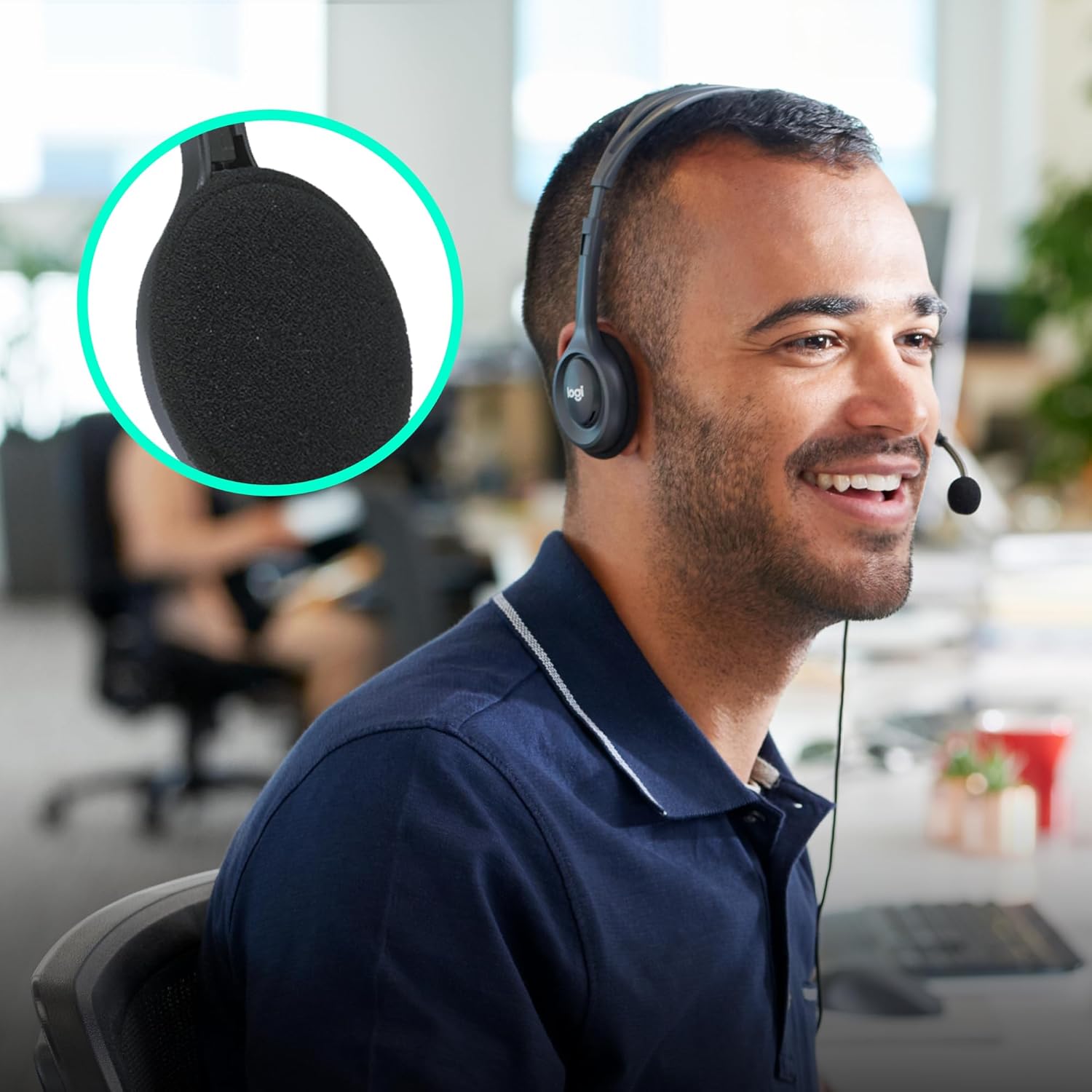 Auriculares Logitech H111/ com Microfone/ Jack 3.5/ Pretos - Imagem 3