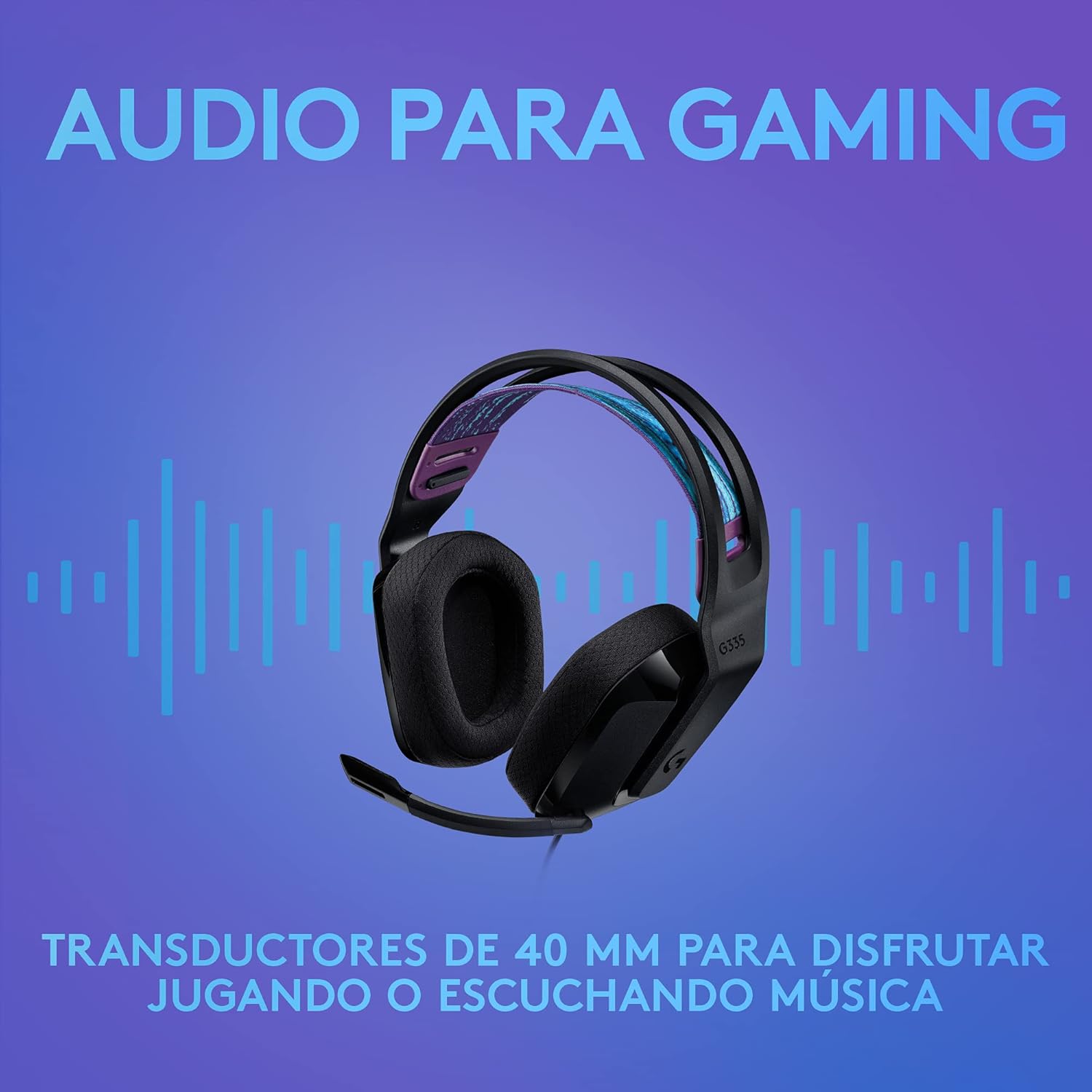 Auscultadores Gaming com Microfone Logitech G335/ Jack 3.5/ Preto - Imagem 10