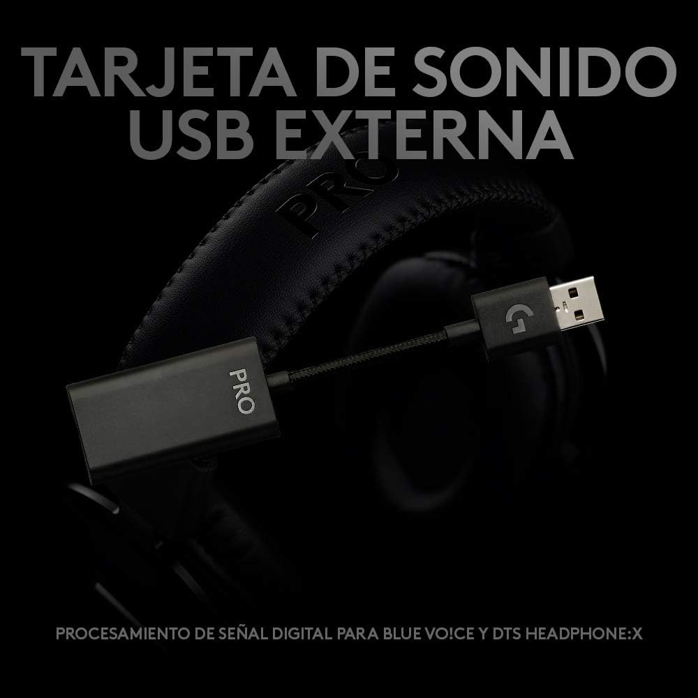 Auriculares Gaming com Microfone Logitech G Pro X/ Jack 3.5/ USB/ Pretos - Imagem 8