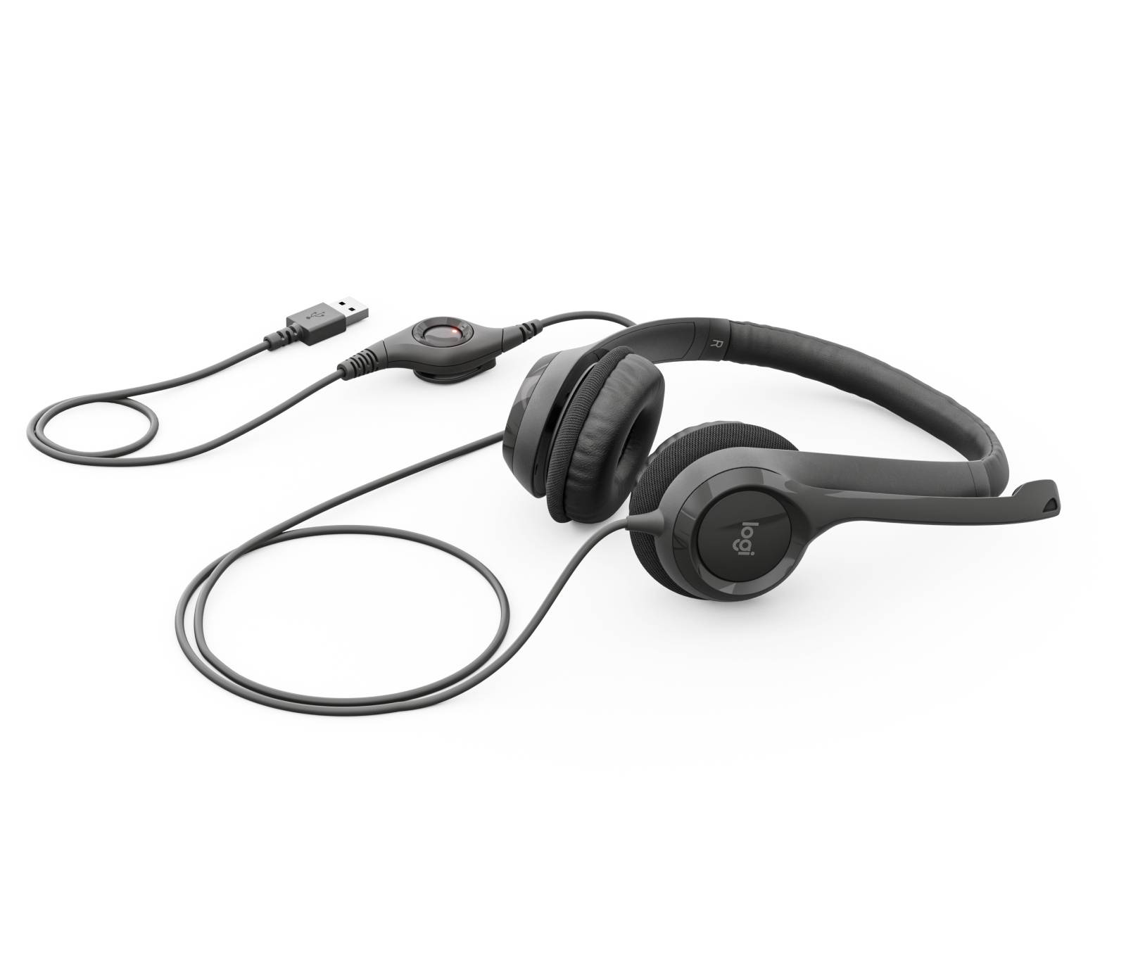 Auscultadores Logitech H390/ com Microfone/ USB/ Pretos - Imagem 3