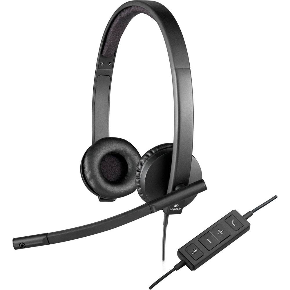 Auscultadores Logitech H570E/ com Microfone/ USB/ Pretos