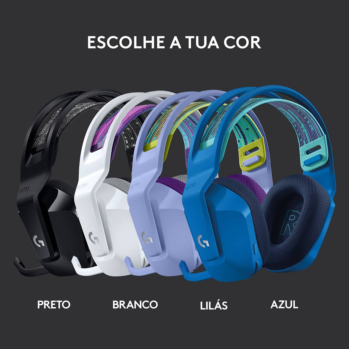 Auscultadores Gaming Sem Fios com Microfone Logitech G733/ Preto - Imagem 8