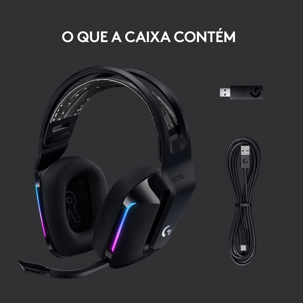 Auscultadores Gaming Sem Fios com Microfone Logitech G733/ Preto - Imagem 7