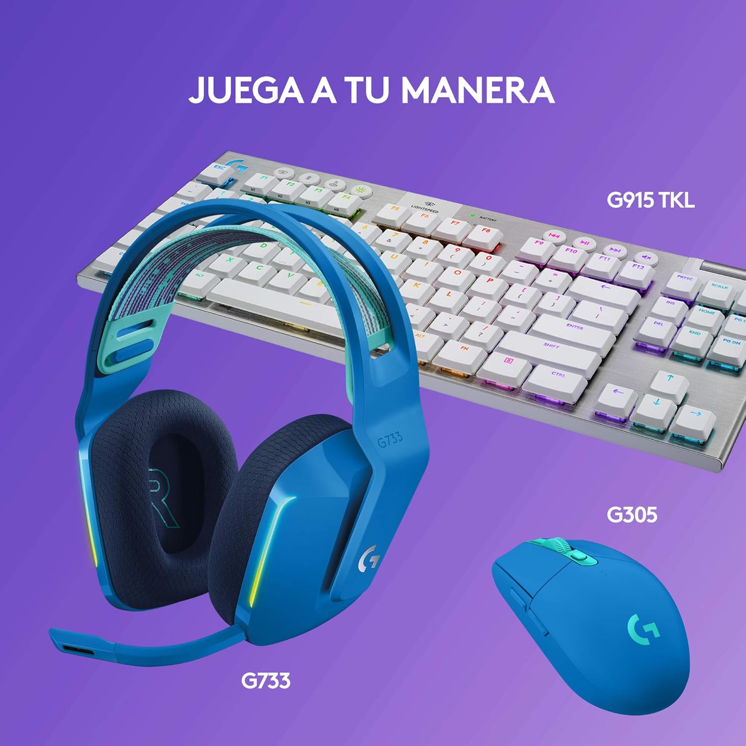 Auscultadores Gaming Sem Fios com Microfone Logitech G733/ Azuis - Imagem 8