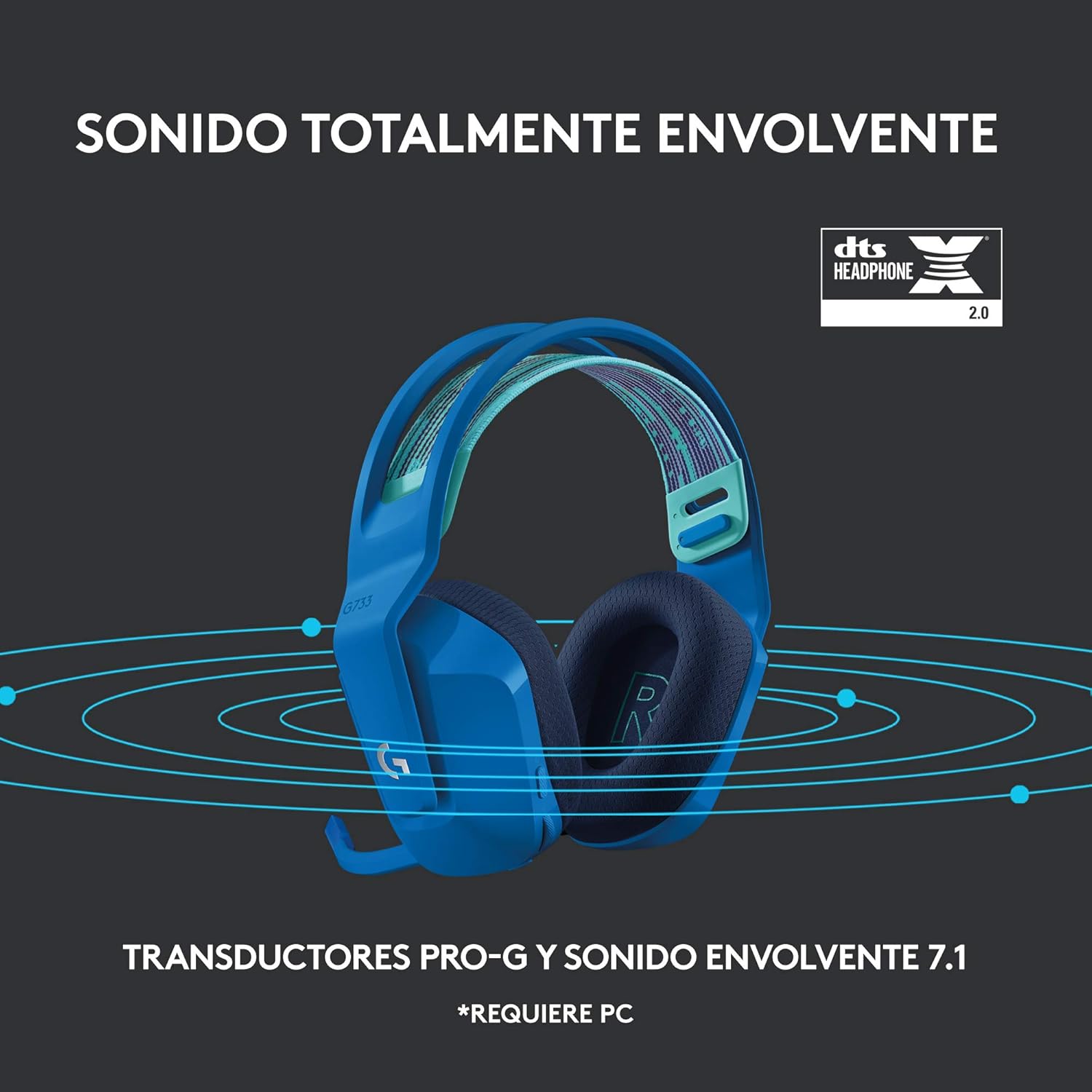 Auscultadores Gaming Sem Fios com Microfone Logitech G733/ Azuis - Imagem 10