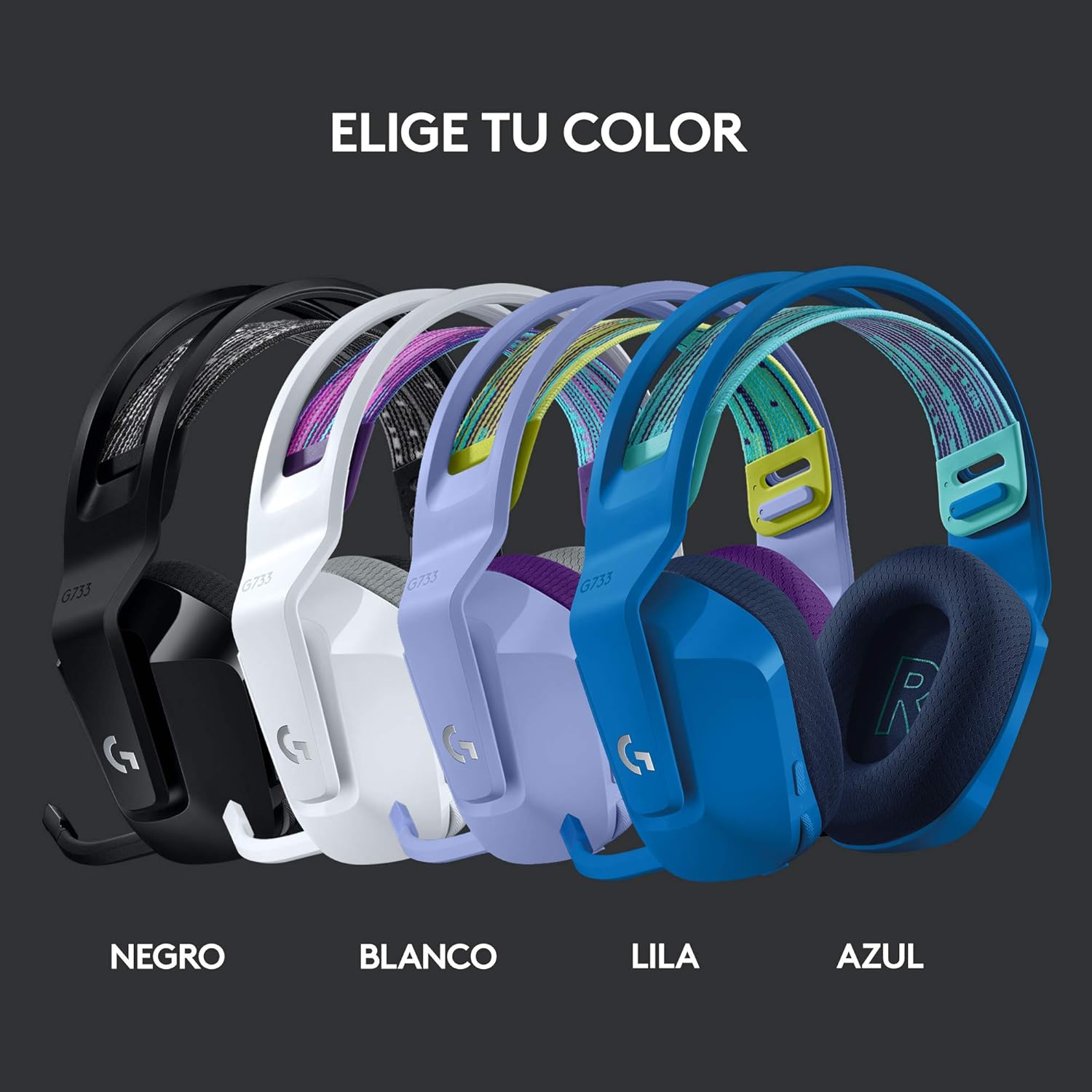 Auscultadores Gaming Sem Fios com Microfone Logitech G733/ Azuis - Imagem 7
