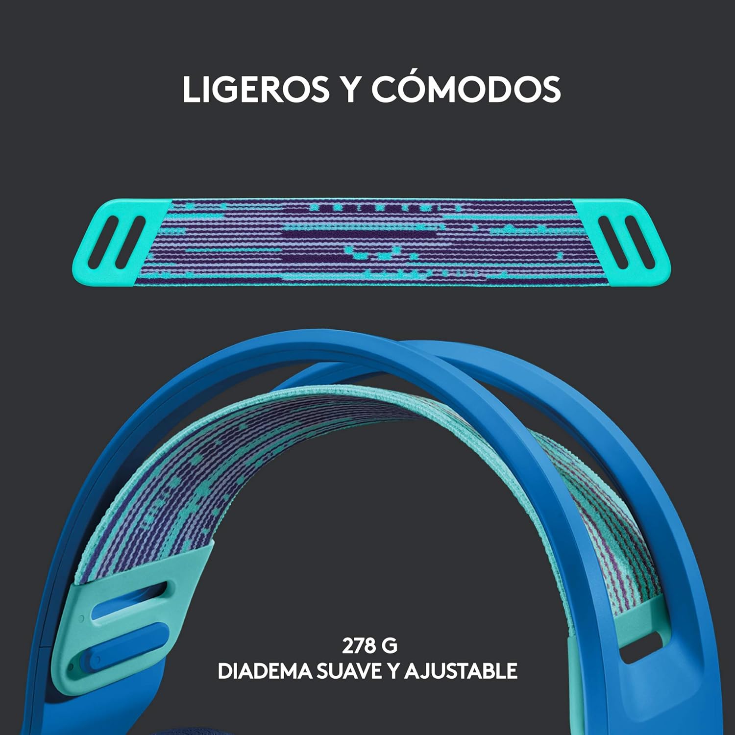Auscultadores Gaming Sem Fios com Microfone Logitech G733/ Azuis - Imagem 2