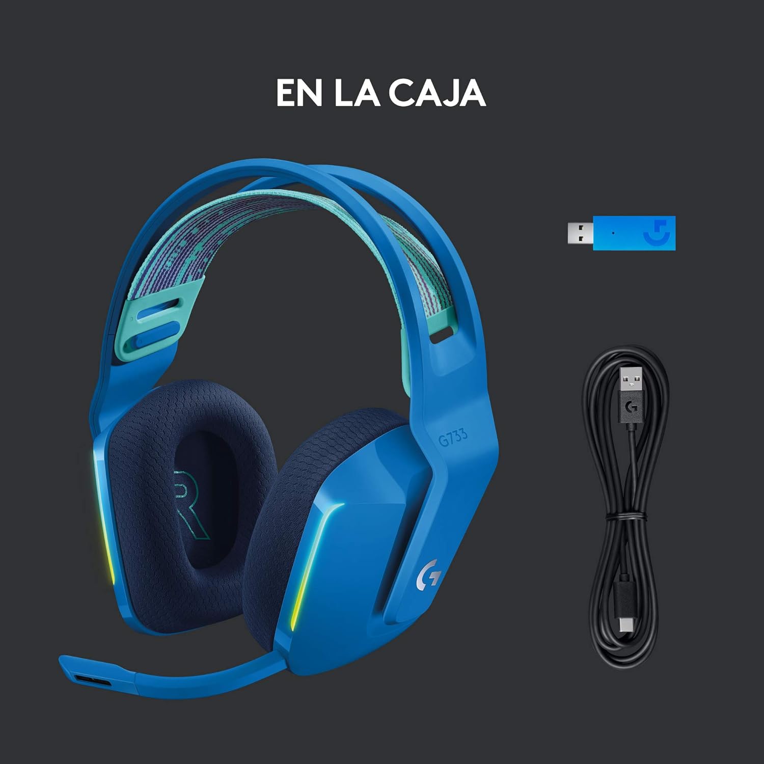 Auscultadores Gaming Sem Fios com Microfone Logitech G733/ Azuis - Imagem 6