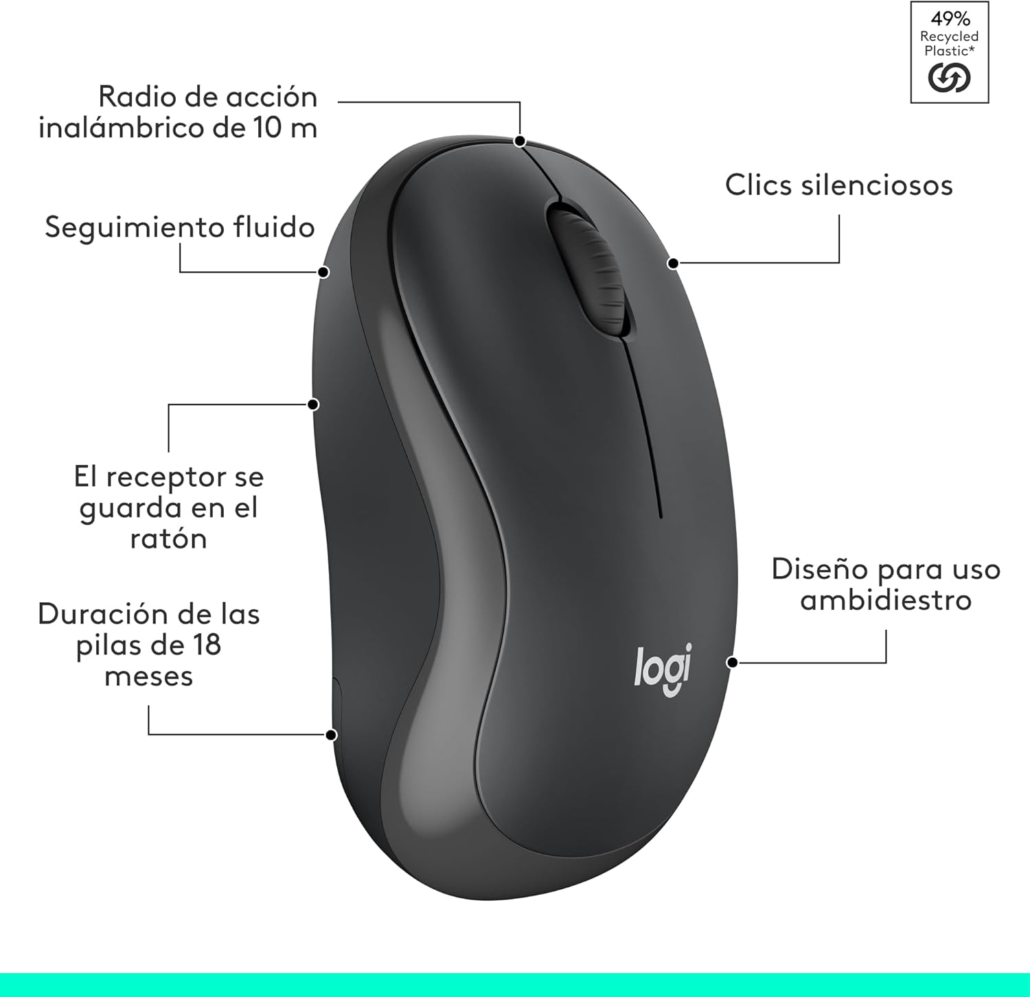Teclado e Rato Sem Fios Logitech Silent Touch MK295/ Grafite - Imagem 9
