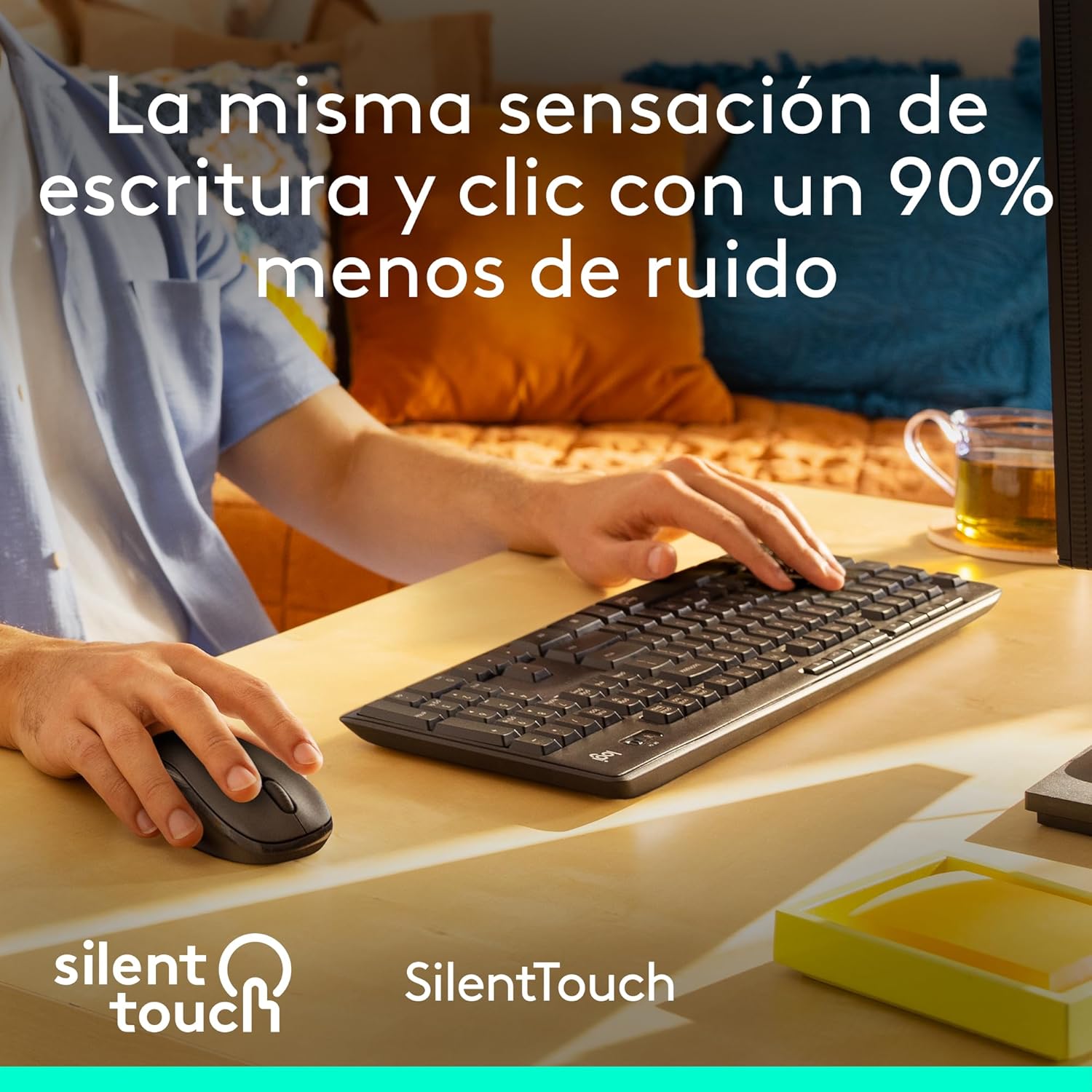 Teclado e Rato Sem Fios Logitech Silent Touch MK295/ Grafite - Imagem 3
