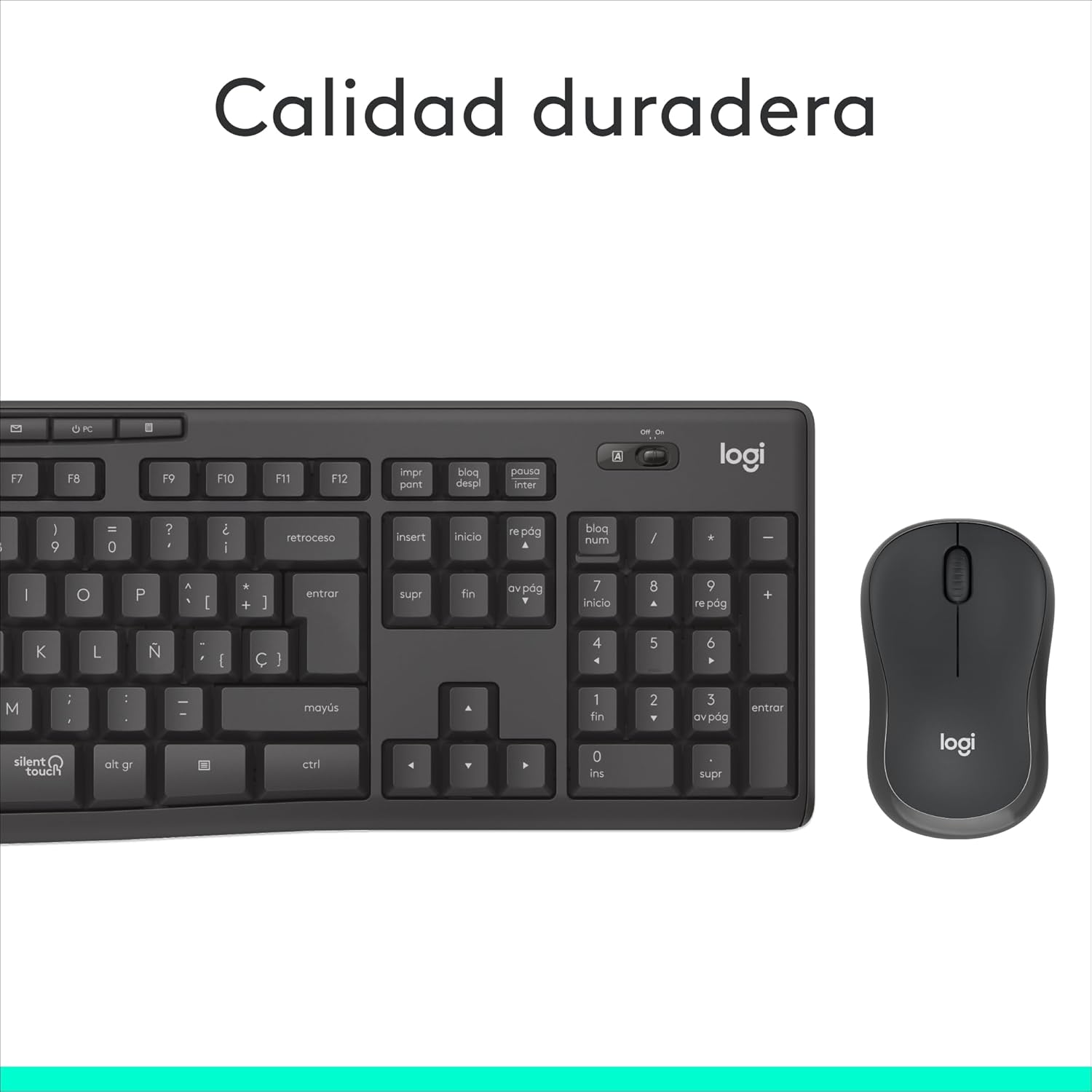 Teclado e Rato Sem Fios Logitech Silent Touch MK295/ Grafite - Imagem 7